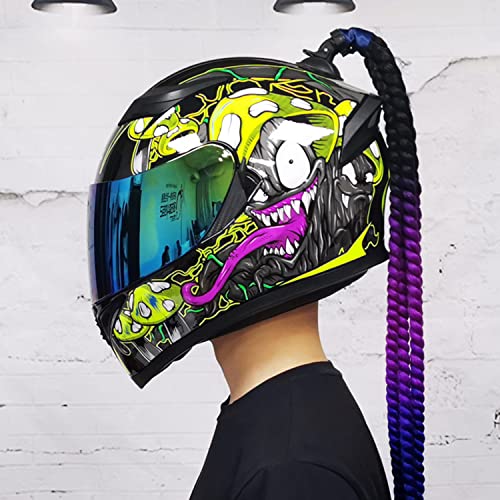 GAOZ Motorrad Fullface Mit Schmutzigen Zöpfen Helm Mit Doppelvisier ECE Genehmigt Integriert Klapphelm Rollerhelm Anti-Fog Sturzhelm Unisex Warm Halten Motorrad Modularer Helm Für Frauen Männer von GAOZ