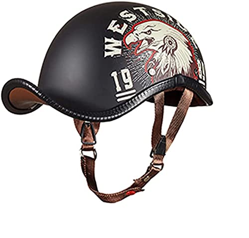 GAOZ Retro Motorrad Baseball Cap Halbhelme,Schädelkappe Half Shell Helmet Light Vintage Style Motorradhelm Jethelme Für Männer Und Frauen,ECE-Zertifizierung,Cruiser Elektroroller Chopper Moped von GAOZ