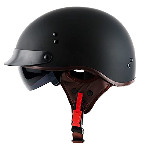 GAOZ Retro Offen Gesicht Motorradhelm, Halbschalenhelm Motorrad, Vintage Halbes Roller Mit Visier Schutzbrille Erwachsene, Für Damen Und Herren, Für Cruiser Chopper Biker, ECE Zertifizierung von GAOZ