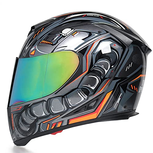 GAOZ Unisex Erwachsene Fullface Motorradhelm Klapphelm Motorradhelm Integriert Rollerhelm Mit Visier Anti-Fog-Linse Sturzhelm Motorrad Modularer Helm Für Frauen Männer ECE Genehmigt von GAOZ