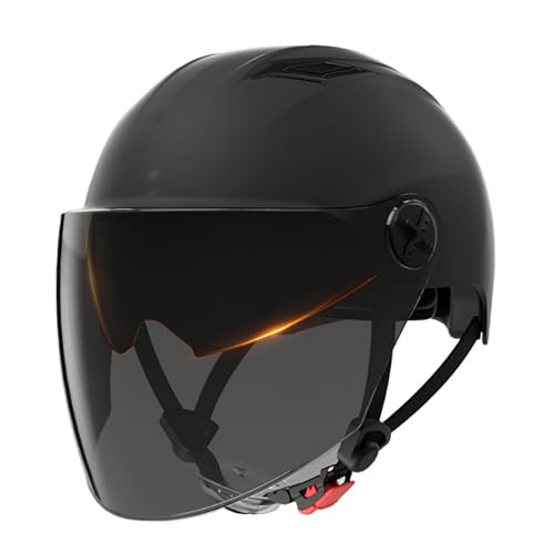 Halbhelm Leichter Helm Roller Moped Fahrrad Straße Motorradhelm Schutzhelm Für Männer Und Frauen Motorradhelme Mit Visier F,(54-62CM) von GAOZITAIGZ