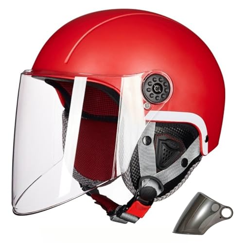 Halbhelm Motorradhelme Cruiser Scooter Moped Touring Motorradhelm Offener Motorradhelm Mit Visier Jethelm Für Männer Frauen D,(55-60CM) von GAOZITAIGZ