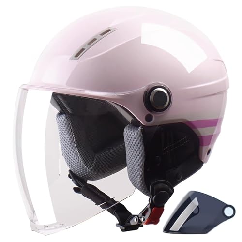 Halbhelm Roller-Fahrrad-Mopedhelm Schutzhelm Offener Motorradhelm Leichter Helm Vier Jahreszeiten Herren- Und Damenhelme B,(54-60CM) von GAOZITAIGZ