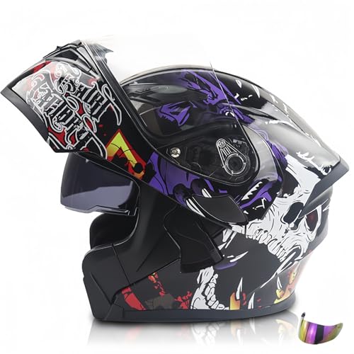 Klapphelm Für Motorrad Motorradhelm Motorrad-Crash-Jet-Rennhelm Integralhelm Motocross-Helme Für Erwachsene Integralhelm Straßenmotorradhelme Für Männer Und Frauen C,M(54-55CM) von GAOZITAIGZ