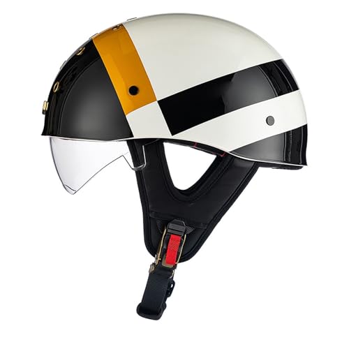 Motorrad-Halbhelm Offener Helm Crash-Jet-Helm Mit Visier Cruiser-Scooter-Moped-Helme Herren- Und Damenhelme Schutzhelm D,XXL(60-62CM) von GAOZITAIGZ