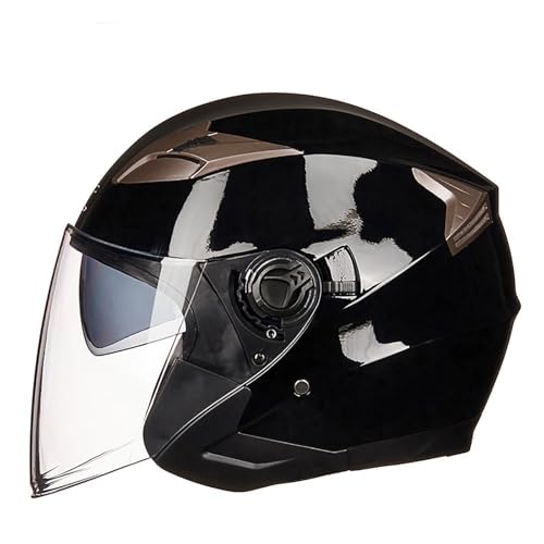 Motorradhelm Für Erwachsene Jethelm Offener Motorradhelm Sturzhelm 3/4 Helme Für Damen Herren Motorrad Roller Fahrrad Moped Helme Mit Visier B,L(59-60CM) von GAOZITAIGZ