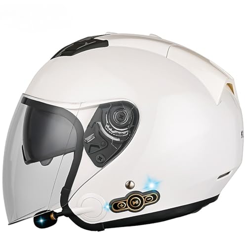 Motorradhelm Mit Bluetooth Offenes Gesicht Motorradhelm Leichter 3/4-Helm Mit Belüftungsdesign Und Doppelvisier Sturzhelm Für Das Pendeln In Der Stadt F,M(57-58CM) von GAOZITAIGZ