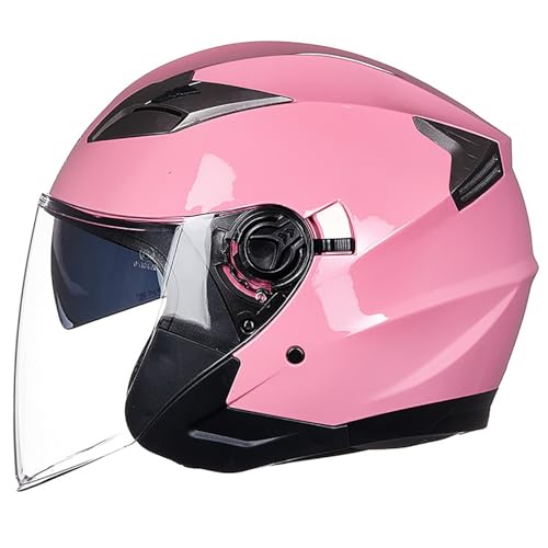 Motorradhelm Offener Motorradhelm Erwachsener Sturzhelm Mit Doppelvisier Straßenmotorradhelm Jethelm Roller-Mopedhelm C,XL(61-62CM) von GAOZITAIGZ