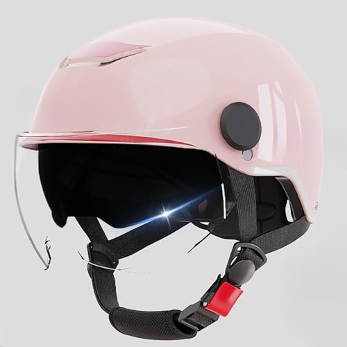 Motorradhelm Verstellbare Helme Für Erwachsene Mit Doppelvisier Motorradhelme Für Männer Und Frauen Hochschützende Halbhelme Roller-Moped-Fahrradhelm E,(54-61CM) von GAOZITAIGZ