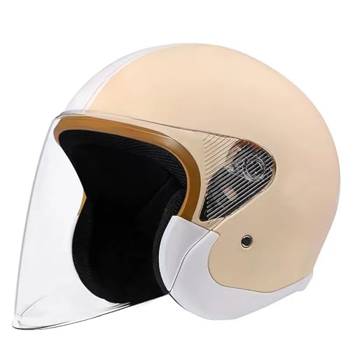 Motorradhelme Offener Motorradhelm 3/4 Helm Mit Visier Sturzhelm Jethelm Roller Fahrrad Straßenmotorradhelm D,(54-61CM) von GAOZITAIGZ