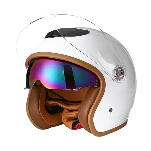 Offener Helm Mit Visier DOT/ECE-Geprüft Halbhelm Für Moped Roller Fahrrad Crash-Jet-Helm Für Erwachsene Männer Frauen D,M(56-57CM) von GAOZITAIGZ