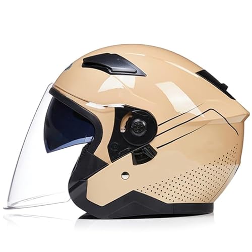 Offener Motorradhelm 3/4-Helm Cruiser-Scooter-Mopedhelm Straßenmotorradhelm Mit Visier Herren- Und Damenhelme B,XXXL(61-62CM) von GAOZITAIGZ