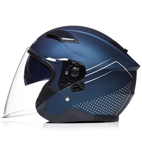 Offener Motorradhelm 3/4-Helm Cruiser-Scooter-Mopedhelm Straßenmotorradhelm Mit Visier Herren- Und Damenhelme E,XXL(59-60CM) von GAOZITAIGZ