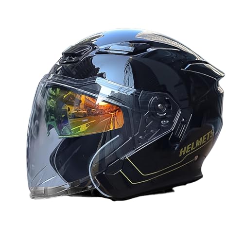 Offener Motorradhelm Jethelm Mit Doppelvisier Moped Street Road Motorrad Für Erwachsene Männer Frauen Tourenmotorradhelm Für Alle Jahreszeiten E,XXL(63-64CM) von GAOZITAIGZ