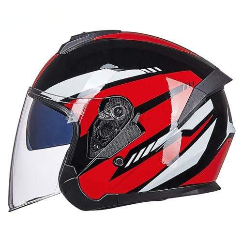 Offener Motorradhelm Motorradhelme Für Erwachsene Motorrad-Roller-Moped-Helm Für Das Pendeln In Der Stadt Crash-Jet-Helm Mit Doppelvisier Unisex C,L(58-59CM) von GAOZITAIGZ