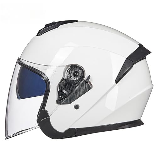 Offener Motorradhelm Motorradhelme Für Erwachsene Motorrad-Roller-Moped-Helm Für Das Pendeln In Der Stadt Crash-Jet-Helm Mit Doppelvisier Unisex F,L(58-59CM) von GAOZITAIGZ