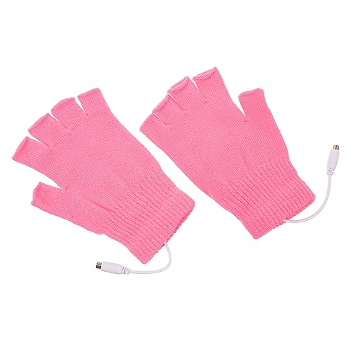 GAROZATION 1 Paar USB Beheizbare Handschuhe USB-heizhandschuhe USB Handwärmer Reithandschuhe Beheizbare Outdoor-Handschuhe Beheizbare Laptop-Handschuhe Wiederaufladbare Handwärmer Rosa Garn von GAROZATION