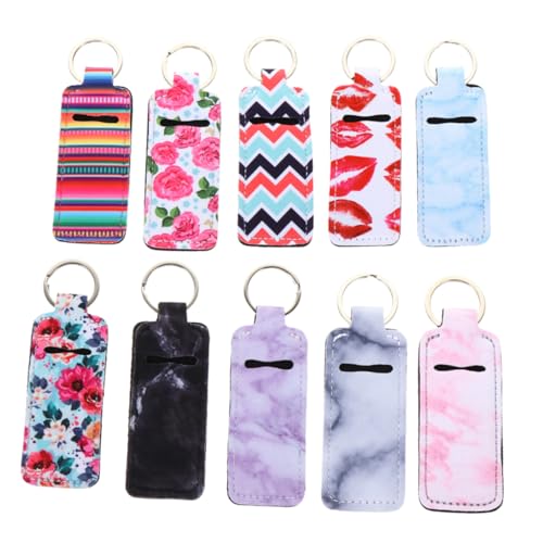 GAROZATION 12St Lippenstift Lippenstift kou Lipgloss-Halter-Schlüsselanhänger Halter für Lippenbalsam Lipstick Holder Lippenstift etui Key fob zarter Halter Hängende Tasche Zinklegierung von GAROZATION