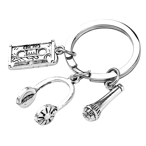 GAROZATION 1Stk Mikrofon Schlüsselanhänger Kette Portemonnaie-Schlüsselanhänger Autotasche Reize dekoanhänger Key Holder Kreativer Schlüsselanhänger modischer Taschenanhänger Metall Silver von GAROZATION