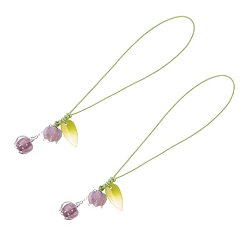 GAROZATION 2St Tulpe Schlüsselanhänger Kleiner Handyanhänger Engel-Handyanhänger Kawaii handyschutz handysicherung Smartphone-Kette hängende Verzierung Glasblumen + Wachsfaden Violett von GAROZATION