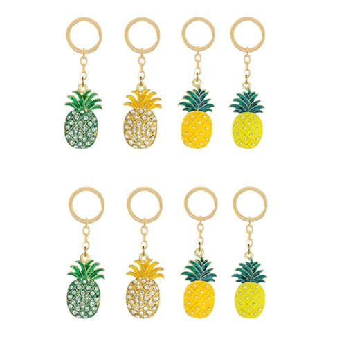 GAROZATION 8St Ananas Schlüsselanhänger Strass geldbörse Serviertablett Obst schlüsselanhänger Set schlüsselkette modischer Taschenanhänger glänzender Taschen-Schlüsselanhänger Legierung von GAROZATION