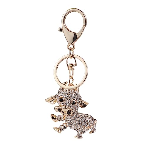 GAROZATION Kleine Kuh Schlüsselanhänger Münze Klapphandy Niedliche Schlüsselanhänger Karte Portable Key Holder Schlüsselanhänger mit Strasssteinen Strass-Schlüsselanhänger Zinklegierung Weiß von GAROZATION