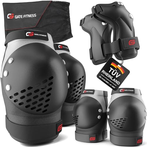 GATE FITNESS® Protektoren Set für Kinde & Erwachsene - Schutzausrüstung Set [6 Teilen] Knieschützer mit Handgelenkschoner und Ellenbogenschützer für Inline Sport - Schutzausrüstung Set für Kinder von GATE FITNESS