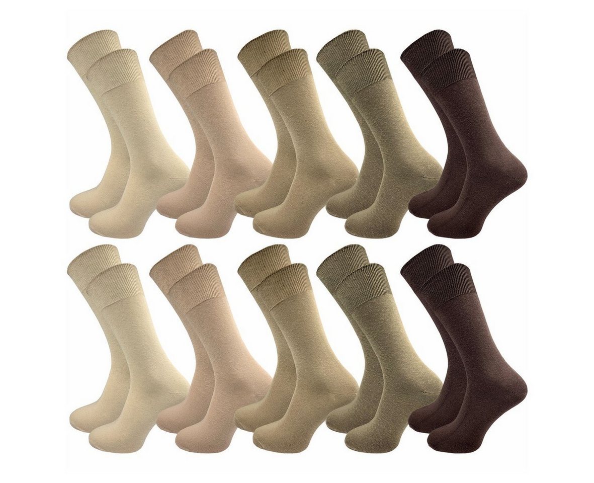 GAWILO Basicsocken aus 100% Baumwolle für Herren in 3 Farbkombinationen ohne Gummidruck (10 Paar) natur-, blau- & dunkle Töne - ideale Ergänzung Ihres Socken Sortiments von GAWILO