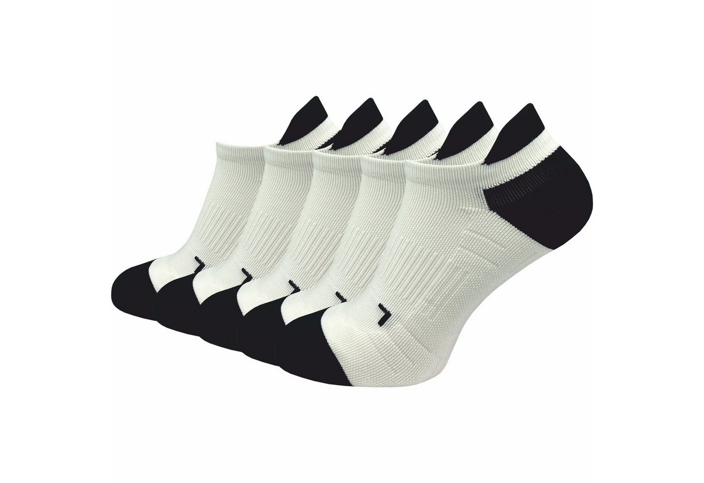 GAWILO Laufsocken (kurz) für Herren mit Kompression & Polsterung, bunt, schwarz & weiß  (5 Paar) Anatomisch korrekt für den linken und rechten Fuß gestrickt von GAWILO