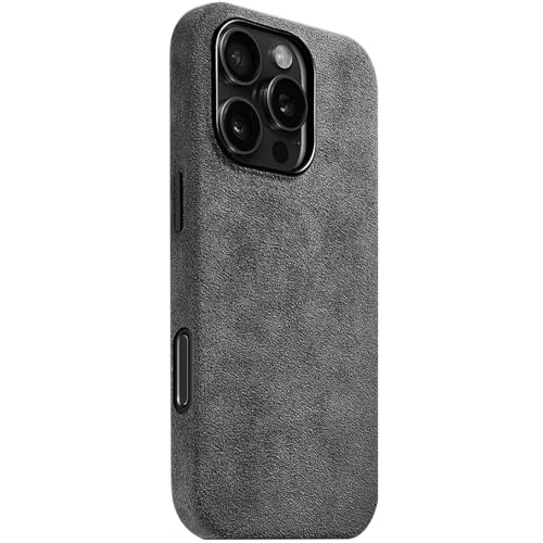 GAZIXCUN Alcantara Wildleder-Schutzhülle für iPhone 16 Pro Max/16 Pro/16 Plus/16, vollständig verpackt, echtes italienisches Wildleder, kompatibel mit Magsafe, rutschfeste, atmungsaktive Hülle, von GAZIXCUN