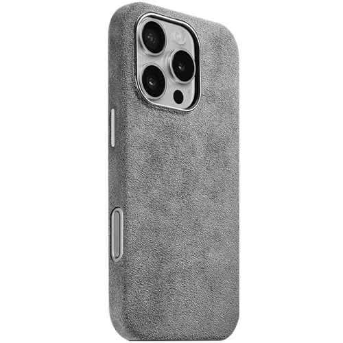 GAZIXCUN Alcantara Wildleder-Schutzhülle für iPhone 16 Pro Max/16 Pro/16 Plus/16, vollständig verpackt, echtes italienisches Wildleder, kompatibel mit Magsafe, rutschfeste, atmungsaktive Hülle, von GAZIXCUN