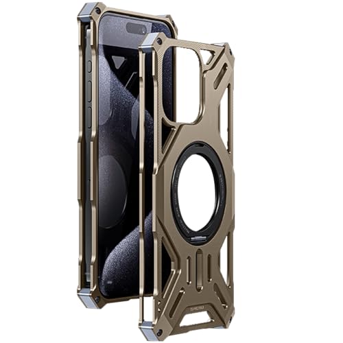 GAZIXCUN Hülle für iPhone 16 Pro Max/16 Pro/16, [Kompatibel mit MagSafe] Stoßfester Schutz Aus Aluminiumlegierung in Militärqualität mit Um 360° Drehbarem Ringständer,Desert Titanium,16 Pro Max von GAZIXCUN