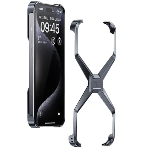 GAZIXCUN Hülle für iPhone 16 Pro Max/16 Pro/16, Rahmenloses, Stoßfestes Wärmeableitungsgehäuse Aus Aluminium, Integrierte Silikonpads Zur Stoßdämpfung,Gray,16 Pro von GAZIXCUN