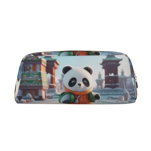 GBCVXZ Cartoon-Baby-Panda-Lederreißverschluss, dreidimensionales Federmäppchen, Federmäppchen, Damen-Münztasche, Kosmetiktasche, Ledermaterial hat eine breite Palette von Anwendungen, gold, von GBCVXZ