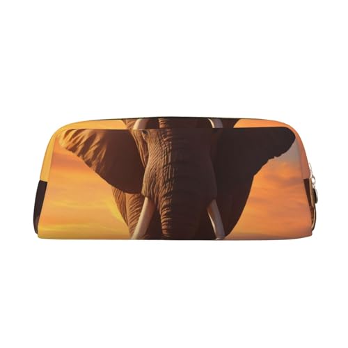 GBCVXZ Die Lonely Elephant Leder Reißverschluss dreidimensionale Bleistifttasche Bleistifttasche Damen Münztasche Kosmetiktasche Ledermaterial hat eine breite Palette von Anwendungen, gold, von GBCVXZ