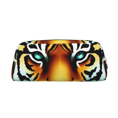 GBCVXZ Little Fat Tiger Head Leder Reißverschluss Dreidimensionales Federmäppchen Bleistifttasche Damen Münztasche Kosmetiktasche Ledermaterial hat eine breite Palette von Anwendungen, gold, von GBCVXZ