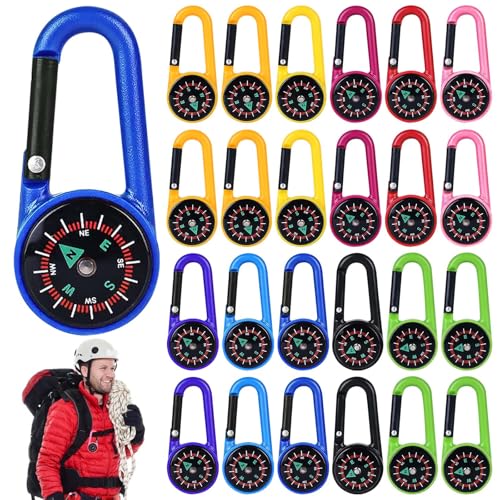Mini Kompass mit Karabinerhaken, 24 Stück Kompass Wegweiser Schlüsselhalter Kinder Karabiner Schlüsselanhänger Taschenkompass für Outdoor Reisen Wandern Camping Mini Kompass mit Karabinerhaken, 24 Stück Kompass Wegweiser Schlüsselhalter Kinder Karabiner Schlüsselanhänger Taschenkompass für Outdoor Reisen Wandern Camping von GBKDQQ