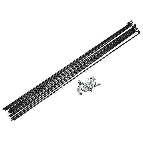 GBLINMINJIN Speichen 14G J Bend Stahlspeichen 136–293 mm Länge mit Nippeln, gerader Kopf, Fahrrad-Ersatzteile, Schwarz (282 mm x 12 Stück) von GBLINMINJIN