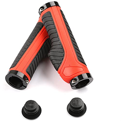 GBSONGLIANGBO Fahrradgriffe,Lenkergriffe Fahrrad Fahrradlenker Grips Gummi rutschfeste Verriegelungshülse MTB Radfahren Straße Ergonomischer Griffgriff(Red) von GBSONGLIANGBO