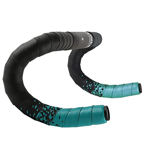 GBSONGLIANGBO Lenkerband,Fahrrad Lenkerband Lenkerband Straße Fahrradgriff Gürtel Kette mit Barstecker 1 Paar Eva Racing Fahrrad(Black Cyan) von GBSONGLIANGBO