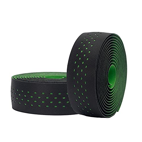 GBSONGLIANGBO Lenkerband,Fahrrad Lenkerband Rennrad-Lenker-Band-Bike-Zubehör 1-Paar-Radfahren Weiche PU Eva Anti-Slip-Fahrrad-Bar-Band-Schrank-Zubehör(Green Black) von GBSONGLIANGBO