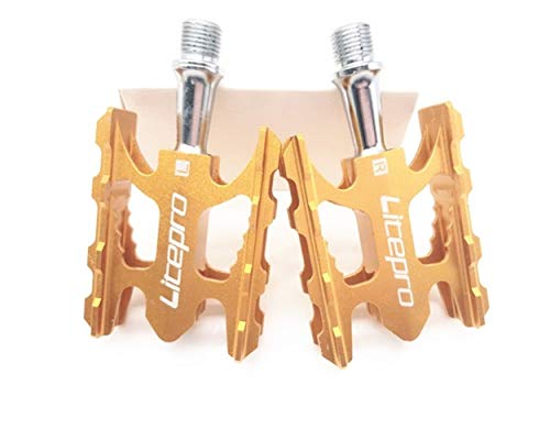 GBSONGLIANGBO Pedale,MTB Pedale MTB Mountainbike Pedal K3 Rennrad Faltreifen Fahrrad Ultraaluminiumlegierung 412 10,8 * 6,2mm Bearing Pedalfuß(Gold) von GBSONGLIANGBO