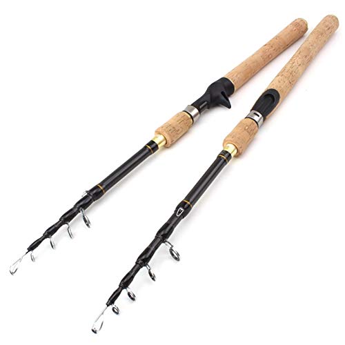 GBSONGLIANGBO Spinnrute,Forellenrute 1.8m 2,1 m 2,4 m 2,7 m Angelrute Power Hard Teleskop Kohlefaser Reisen Pole Holzgriff(Casting Rod,1.8 m) von GBSONGLIANGBO