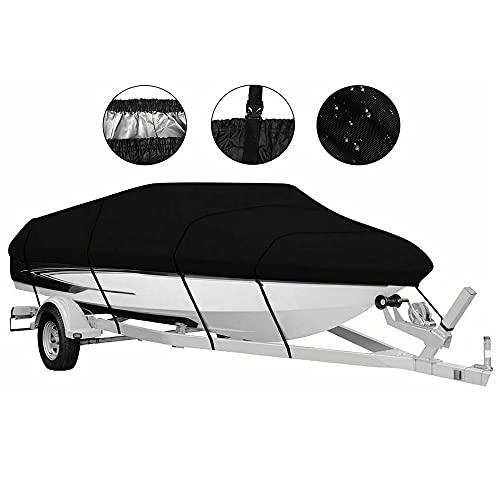 GBZIJIE Bootsplane,Persenning Boot 17-19/20-22ft Yacht Boat Cover Boot Anti Büffel wasserdichte Hochleistungs-600D-Marine-Anhänger-Leinwand-Bootsabdeckungen Zubehör(17ft-19ft) von GBZIJIE