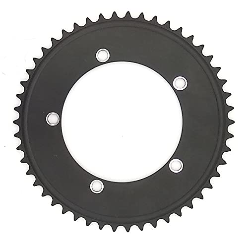 GBZIJIE Kettenblatt,Fahrrad Kettenblatt Fahrradkettenrad 130 BCD Single Geschwindigkeit Kettenring Ring Road Track Bike Gear Chain Wheel 44T 46T 48T 50T 52T 53T(46T Black) von GBZIJIE