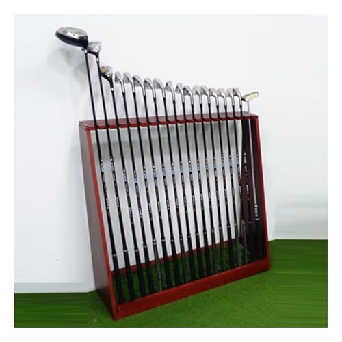 GCGC Golfschlägerständer, Golfschläger-Aufbewahrungsständer Mit Kunstrasenmatte, Hölzerner Golfschläger-Halterständer, for Outdoor-Indoor-Heimclub-Garage(Red,Hold 18-80x30x100cm) von GCGC