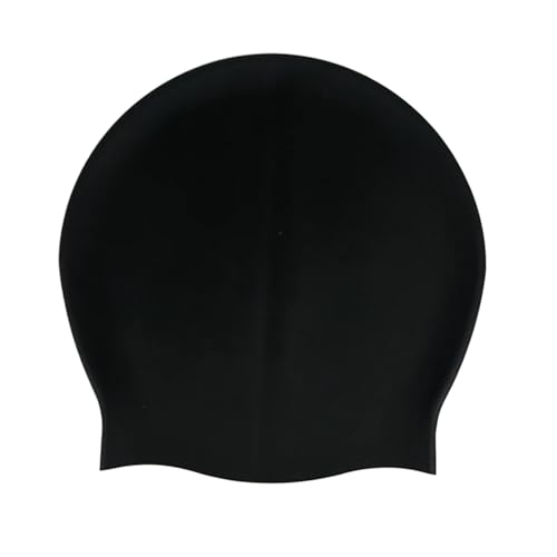 GCYEIDMA Schwimmkappe Silikon-Badekappe, extra groß, for langes Haar, Zopf, wasserdicht, for Damen und Herren, Übergröße, riesig Badekappen(Black) von GCYEIDMA