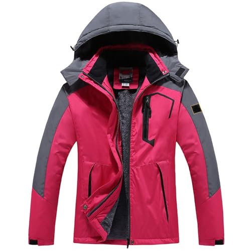 GDAONUDK Damen Plus Size wasserdichte Skijacke Winter Schnee Outdoor warme Kapuze Regenmantel Windbreaker Mantel(Woman P15,XL) von GDAONUDK