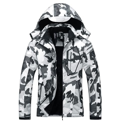 GDAONUDK Herren Ski Jacke Winter Warm Schnee Mantel wasserdichte Windbreaker Kapuze Arbeit Oberbekleidung Snowboard Jacken(4D,S) von GDAONUDK