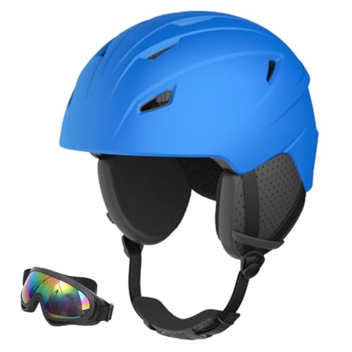 Kinder-Skihelm Kinder Ski-Helm in sportlichem Design stoßfester Skihelm Mädchen & Jungen Atmungsaktiver Ski-Helm Größenverstellbar(A Matte Blue,XL(61-64CM)) von GDAONUDK